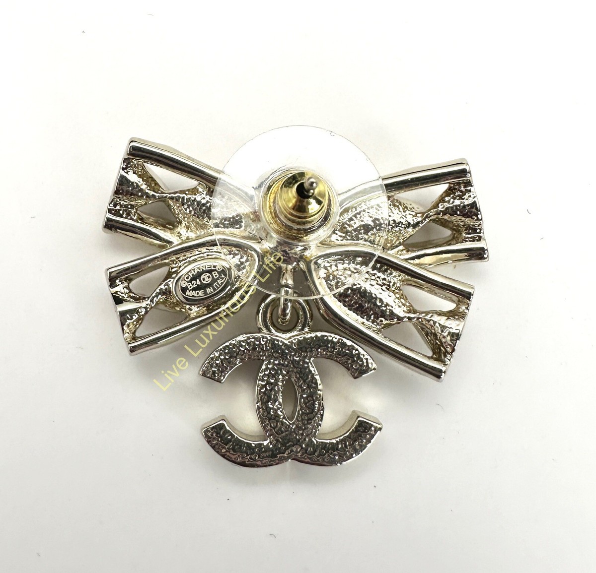 Authentic 2024 B24 Chanel Butterfly CC Logo Silver HW