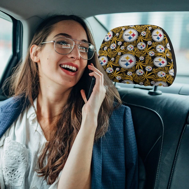 Pittsburgh Steeler Two Car Headrest Covers ,Hawaiian Print Style