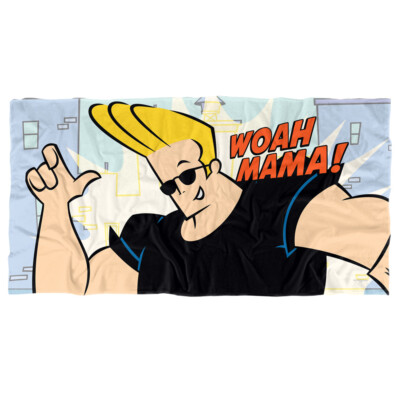 Johnny Bravo Beach Towel, 30''x60'', Woah Mama Beach Towel