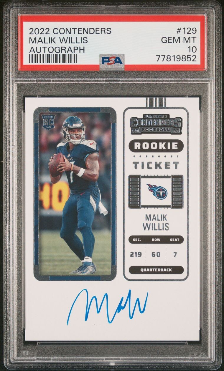 Malik Willis 2022 Panini Contenders #129 RC Rookie Ticket Auto PSA 10 Gem Mint