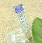 18k Solid White Gold Natural Diamond & AAA Cushion Cut Tanzanite Ring 2.60 ct — photo 4