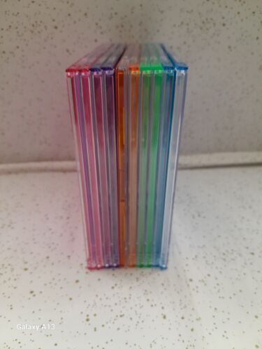 10 Pack of Slim CD DVD Multi Coloured Jewel Plastic Transparent Cases - Afbeelding 1 van 2