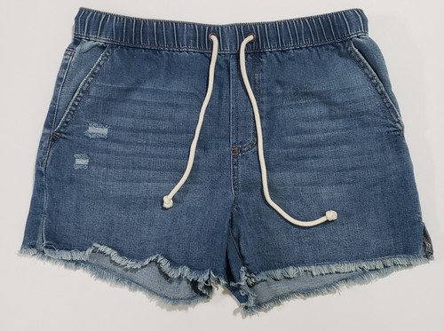 Vanilla Star roher Saum hoher Bund Kordelzug Junior Denim Shorts Größe M Medium