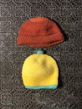 2 Hand Knitted Newborn Baby Hats