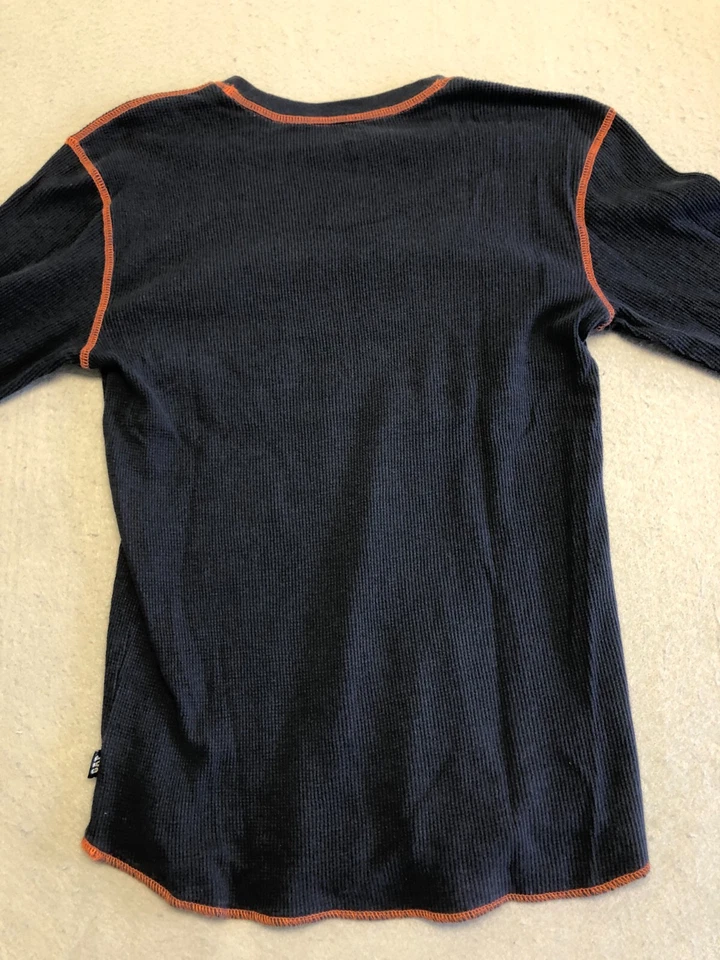 Camiseta GAP infantil menino XL 12 azul marinho abóbora laranja fio waffle malha térmica - Imagem 4 de 4