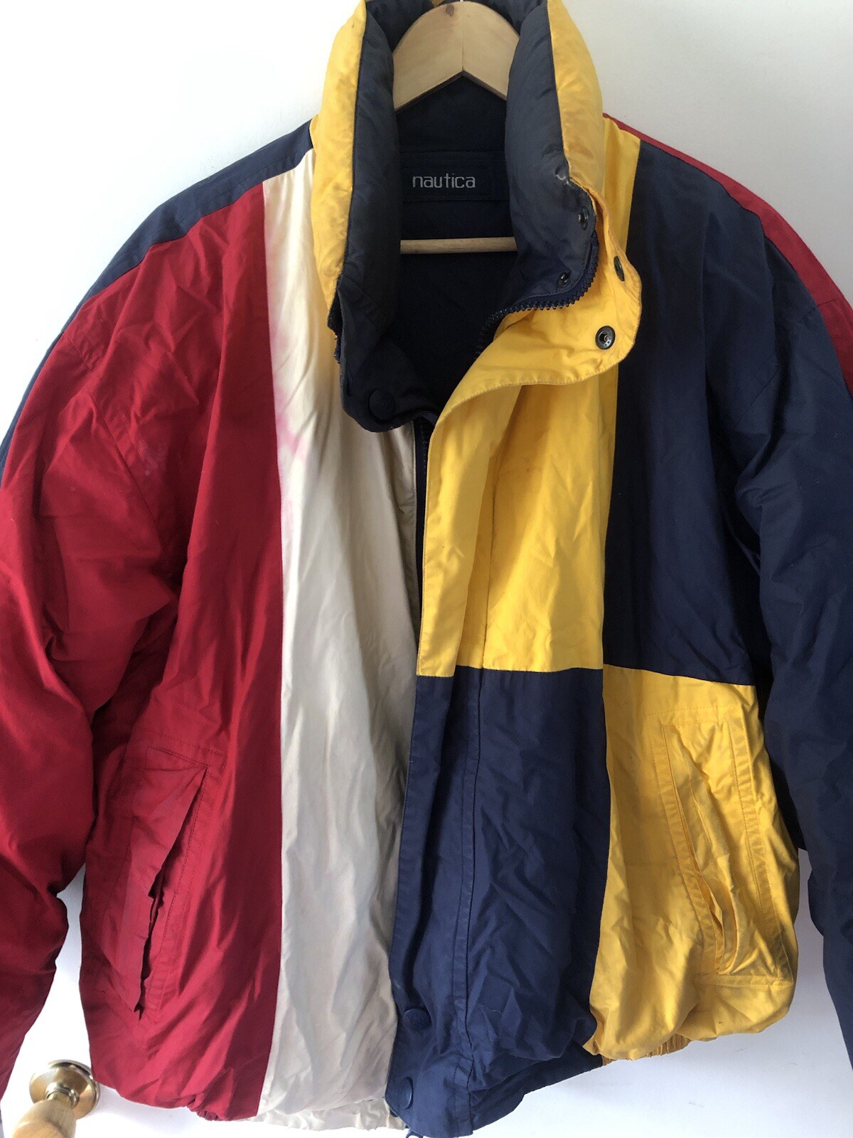 Nautica RARE Reversible Nautical Flag Puffer Duck Down Jacket Coat Navy Blue XL image 3