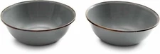 Barebones Living Two Steel/Enamel Bowls Dishwasher Safe Vintage-Inspired Gray