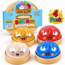 4Packs Mystery Squishy Bun Dumpling Rare Glit...