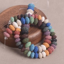 Natural Volcano Lava Stone 5x8mm 6x10mm Rondelle Strand Crafts Beads DIY Lot