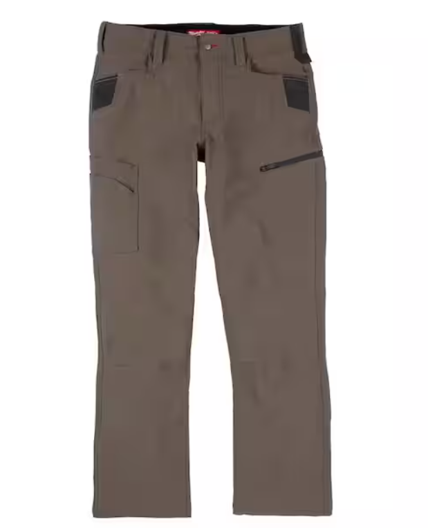 Milwaukee Men's 36in. x 34in. Brown FREEFLEX Tech Work Pants w/ 7