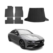 Fußmatten & Kofferraumwanne Set für Mercedes CLA C118 2019-2026 Gummi Schwarz 5x