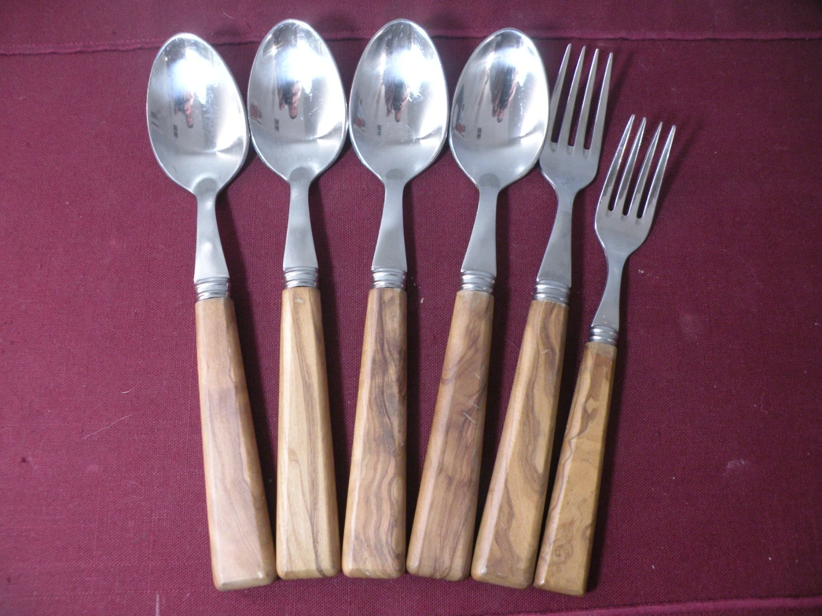 6 Pieces Jean Dubost Laguiole Monaco Olivewood France Spoons Forks
