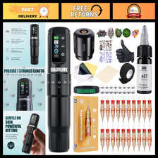 Beginner Tattoo Kit - Cordless Tattoo Gun Machine Pen, 7 Strokes, 2.4-4.2mm, Com