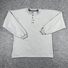 Vintage Russell Athletic Henley Sweatshirt Mens M Gray Textured Made In USA 90s