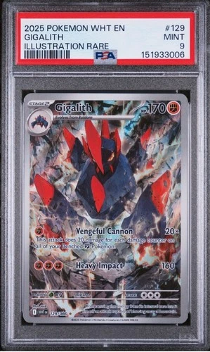 Gigalith 129/086 Sv: White Flare Illustration Rare Holo English PSA 9 (2025)