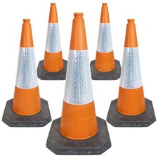 5 x 750mm Traffic Cones in Orange for Indoor and Outdoor Usage - Large Traffi...