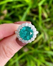 Solid 925 Sterling Silver Natural Emerald Round Shape Gemstone Women Ring U1