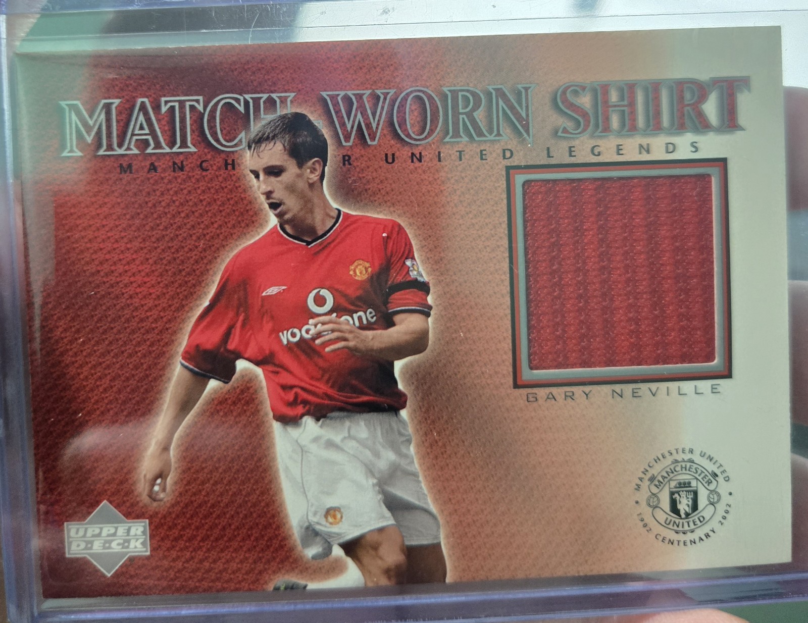 2002 Upper Deck Manchester United Match Worn Shirt Gary Neville Game Jersey GN-S