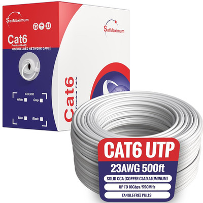 500FT CAT6 Solid Cable 550Mhz Ethernet LAN UTP 23AWG RJ45 Network Copper Clad Al