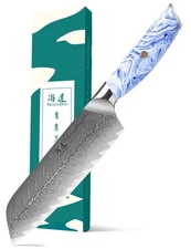 Damascus Santoku Knife 7 Inch | Japanese Forged Kitchen Chef Knife, Sharp, Er...