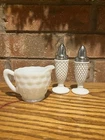 Vintage Milk Glass Lot Salt and Pepper shakers and Creamer