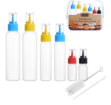 GOLOHO  Cookie Icing Bottles 6 Squeeze Applicator Bottles, 2 Each ( 1,2 & 4oz).