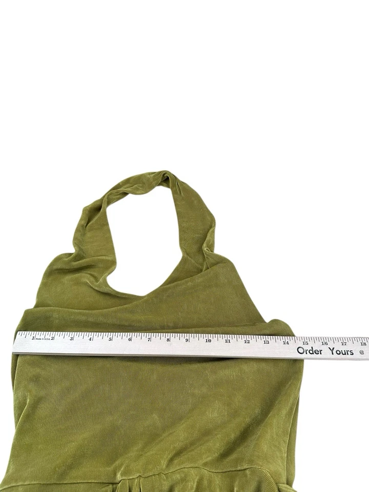 Cache Chartreuse Slinky Tejido Halter Skort Vestido Mameluco Y2K Ropa de Club Talla 12 EE. UU. Foto 3 de 4