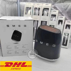 SMEG Ensemble de blocs de couteaux 7 pièces en acier inoxydable couleur BLACK – Expédition rapide DHL