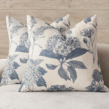 Set of 2 Linen Floral Vintage Throw Pillow Covers Neutral Accent Print Decorativ
