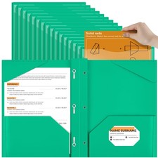 48 Pcs Plastic Folder with Clear Front Pocket and 3 Prongs Heavy Duty Plastic...