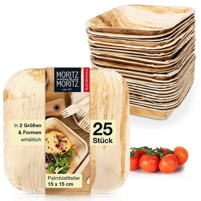 Moritz & Moritz Palmblatt Schalen 15 x 15 cm - 25x Nachhaltige Einwegschalen