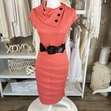 Maurices sz. Small salmon orange retro vintage vibe stretch knit dress , office