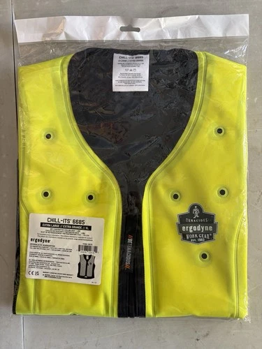 Ergodyne Chill-Its 6685 Dry Evaporative Cooling Vest Sz XL Zipper Lime/Black NEW - product listing photo