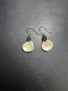 Authentic Cultured Freshwater Pearl & Black Spinel Drop Earrings in 14k Gold-Plated