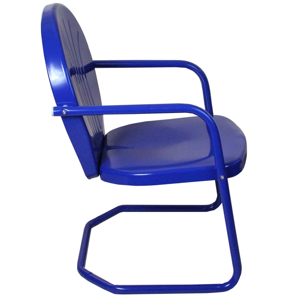 Sillón retro Northlight 34 pulgadas exterior tulipán, azul Foto 4 de 4