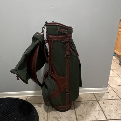 Callaway Green Brown Canvas Leather Carry Golf Bag 4-Way Divider
