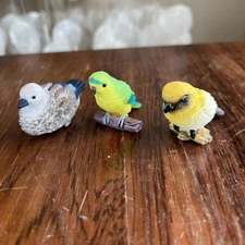 Yowie Org Bellied Parakeet, Yellow Palila Bird, Blue Bottom Miniature Bird Lot 3