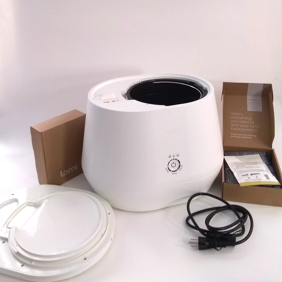 Lomi 80100 Elektrischer Lebensmittel Smart Waste Küchenkomposter Weiß 2 Kohlepackungen
