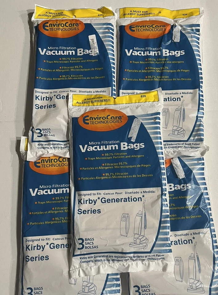 Kirby Vacuum Bags 3 Pack Envirocare Technologies 839 Micro Filtration  Lot Of 5 - Image 3 of 4
