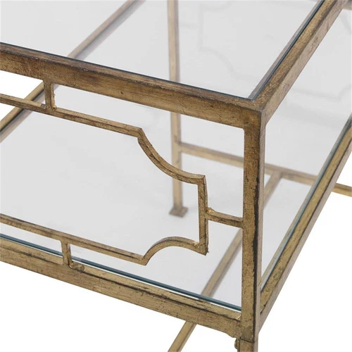 Uttermost Genell Contemporary Metal and Glass Side Table in Gold - Picture 4 of 7