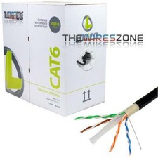 CAT6 Black Outdoor 4 Pairs UTP Direct Burial Network 1000 ft 23 AWG UV Cable