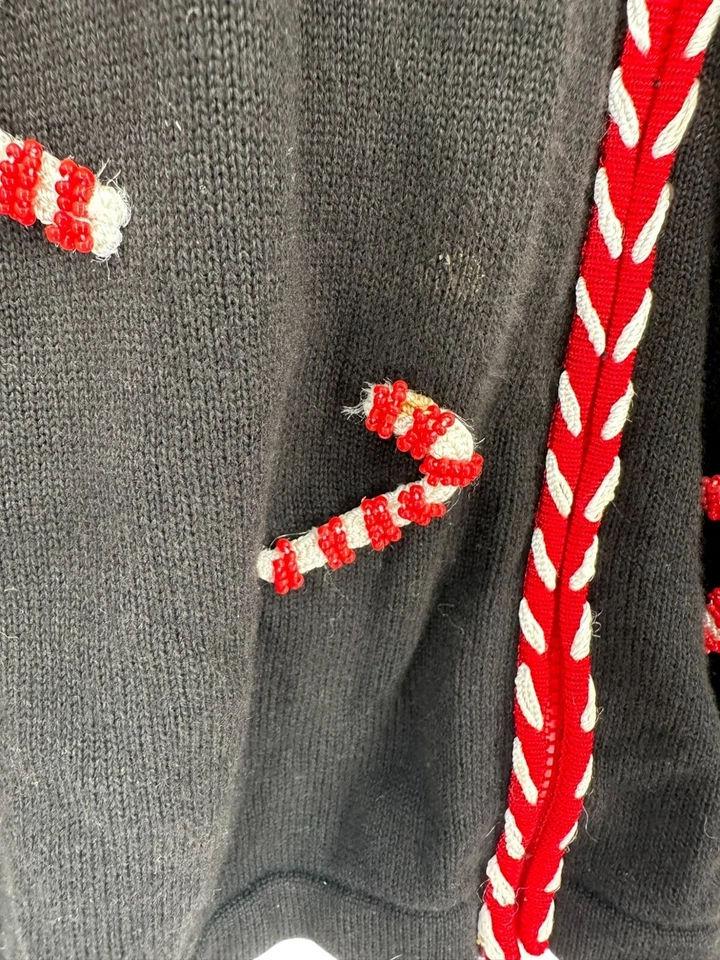 Suéter Berek De Colección Navidad Para Mujer Talla M Bastones de Caramelo Vacaciones Cuentas Grannycore Foto 3 de 4
