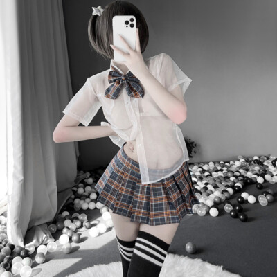 Sexy School Girl Uniform Women Student Cosplay Costume Lingerie Top Skirt Outfit