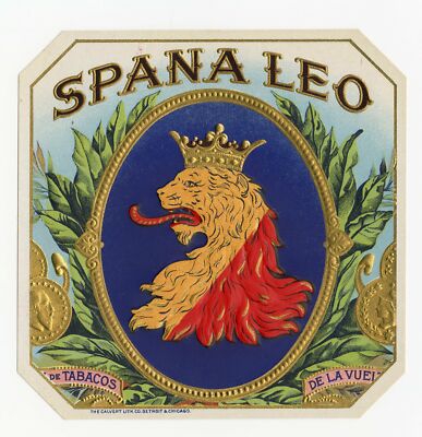 leo's tobacco Antique, Unused SPANA LEO Brand Cigar, Tobacco Caddy Crate Label SET OF  FOUR