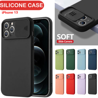 For iPhone 15 16 14 13 12 Pro Max 11 Silicone Case Camera Slide Protector Cover