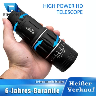 MARKENLOS Monokular Fernglas Teleskop Telescope Fernrohr 16X52 Outdoor Camping Nachtsicht
