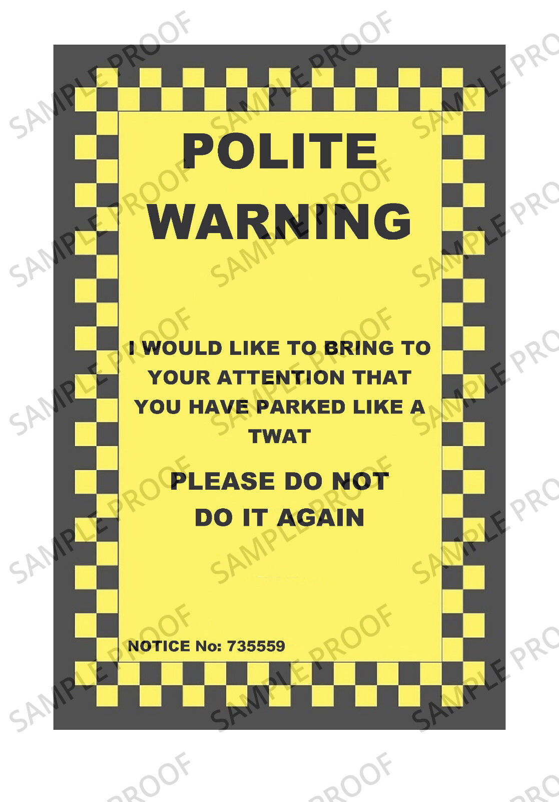 4 x Funny Joke Prank Parking Notice Die-cut Stickers - 12 x 8cm - Gloss ...