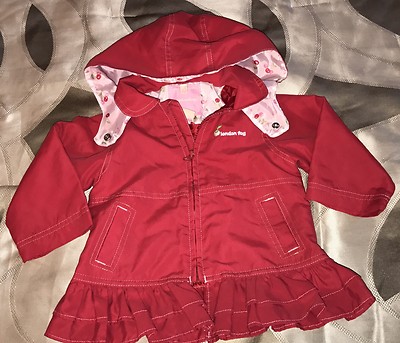 London Fog Baby Toddler Girls Red Jacket Coat Hoodie Ruffles With Hoodie 12 M