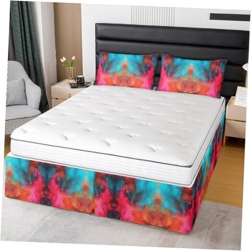 Tie Dye Bed Skirt Size,Boho Hippie Bedskirt for Bedroom Decor Queen