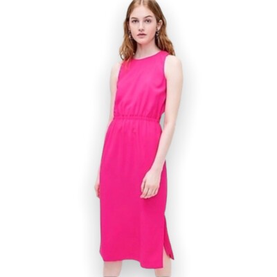 J.Crew Button Back Midi Dress Neon Flamingo Pink Size 12p/ 12 petite | eBay
